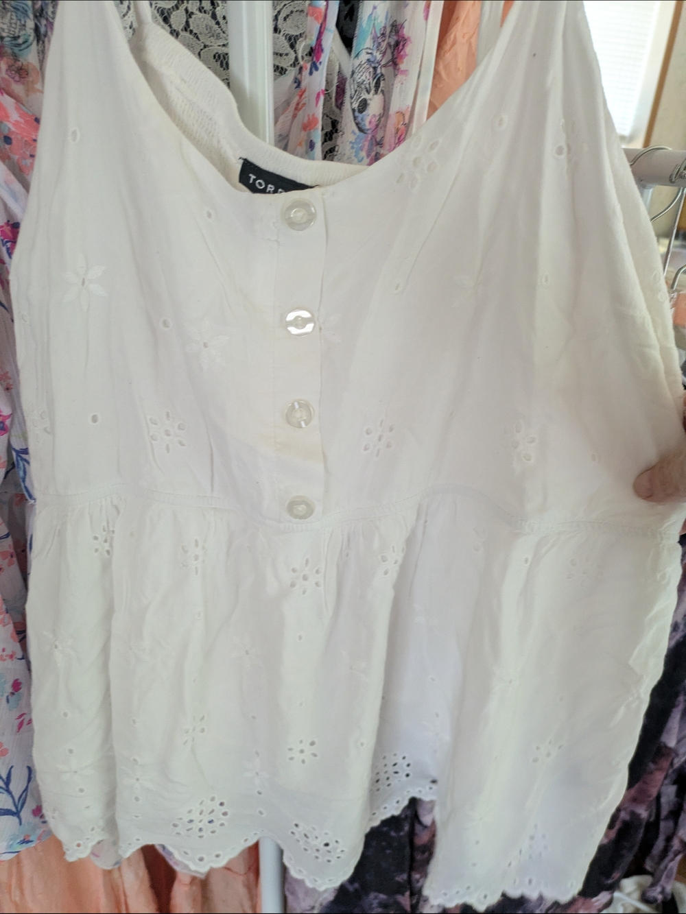 torrid White Eyelet Button-Front Cotton Camisole
